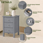 Bedside Tables Nightstands with 3 Drawers (Set of 2)