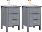 Bedside Tables Nightstands with 3 Drawers (Set of 2)