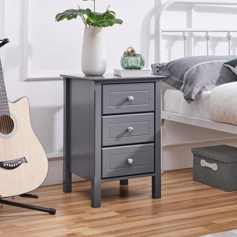 Bedside Tables Nightstands with 3 Drawers (Set of 2)
