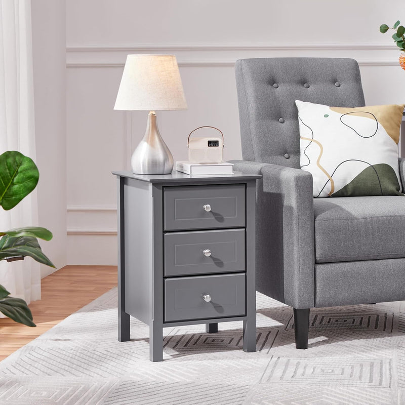 Bedside Tables Nightstands with 3 Drawers (Set of 2)