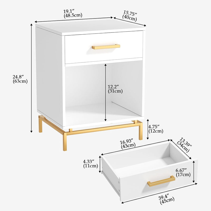 Bedside Tables Rattan Bed Side Table for Bedroom (Set of 2)