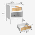 Bedside Tables Rattan Bed Side Table for Bedroom (Set of 2)