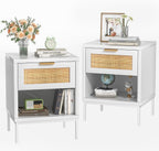 Bedside Tables Rattan Bed Side Table for Bedroom (Set of 2)