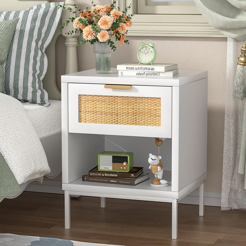 Bedside Tables Rattan Bed Side Table for Bedroom (Set of 2)