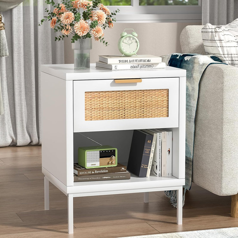 Bedside Tables Rattan Bed Side Table for Bedroom (Set of 2)