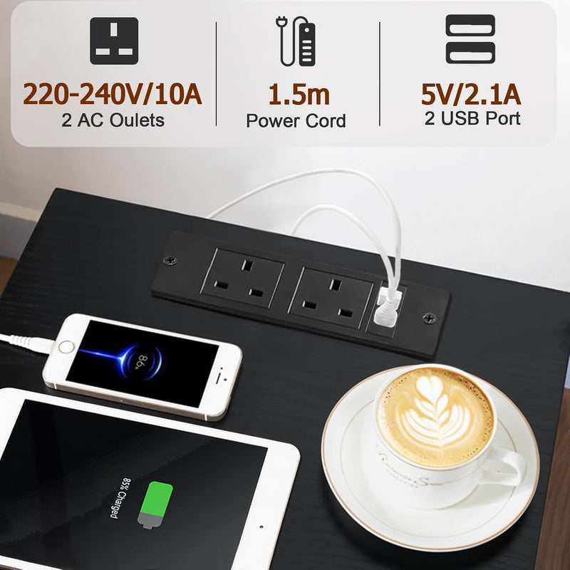 Bedside Tables Side Table with Charging Station Bed (Set of 2)