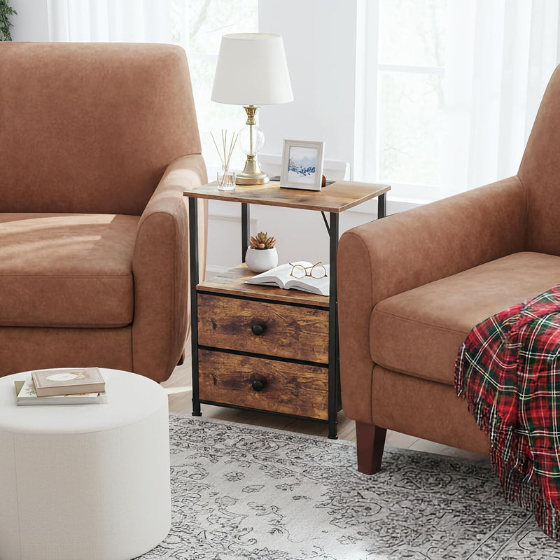 Bedside Tables Side Table with Charging Station Bed (Set of 2)
