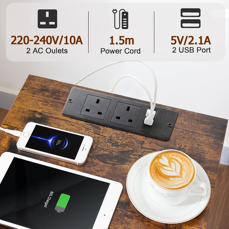 Bedside Tables Side Table with Charging Station Bed (Set of 2)