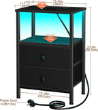 Bedside Tables Side Table with Charging Station Bed (Set of 2)