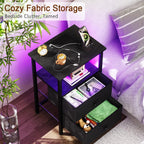 Bedside Tables Side Table with Charging Station Bed (Set of 2)
