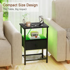 Bedside Tables Side Table with Charging Station Bed (Set of 2)