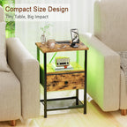 Bedside Tables Side Table with Charging Station Bed (Set of 2)