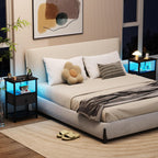 Bedside Tables Side Table with Charging Station Bed (Set of 2)