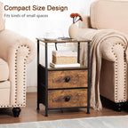 Bedside Tables Side Table with Charging Station Bed (Set of 2)