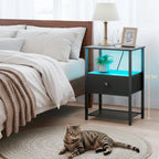 Bedside Tables Side Table with Charging Station Bed (Set of 2)