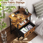Bedside Tables Side Table with Charging Station Bed (Set of 2)