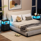 Bedside Tables Side Table with Charging Station Bed (Set of 2)