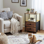 Bedside Tables Side Table with Charging Station Bed (Set of 2)