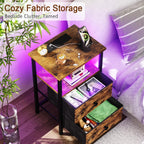 Bedside Tables Side Table with Charging Station Bed (Set of 2)