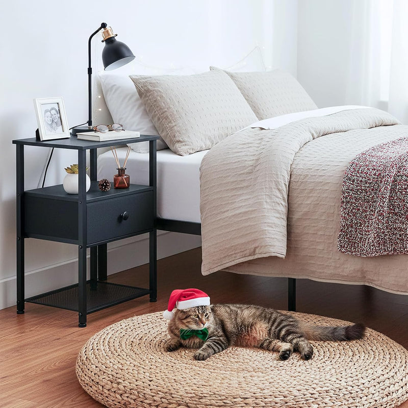 Bedside Tables Side Table with Charging Station Bed (Set of 2)