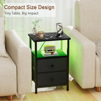 Bedside Tables Side Table with Charging Station Bed (Set of 2)