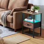 Bedside Tables Side Table with Charging Station Bed (Set of 2)