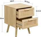 Bedside Tables Side Table with Hand Made Rattan (Set of 2)