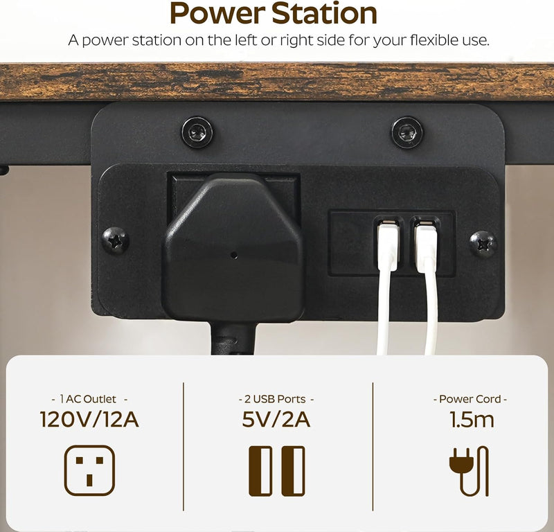 Bedside Tables with Charging Station Nightstands 2 Drawers (Set of 2)