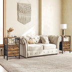 Bedside Tables with Charging Station Nightstands 2 Drawers (Set of 2)