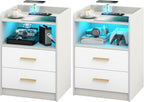 Bedside Tables with Wireless Charging Station and LED (Set of 2)