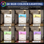 Bedside Tables with Wireless Charging Station and LED (Set of 2)