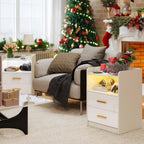 Bedside Tables with Wireless Charging Station and LED (Set of 2)