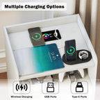 Bedside Tables with Wireless Charging Station and LED (Set of 2)