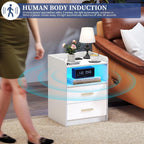 Bedside Tables with Wireless Charging Station and LED (Set of 2)