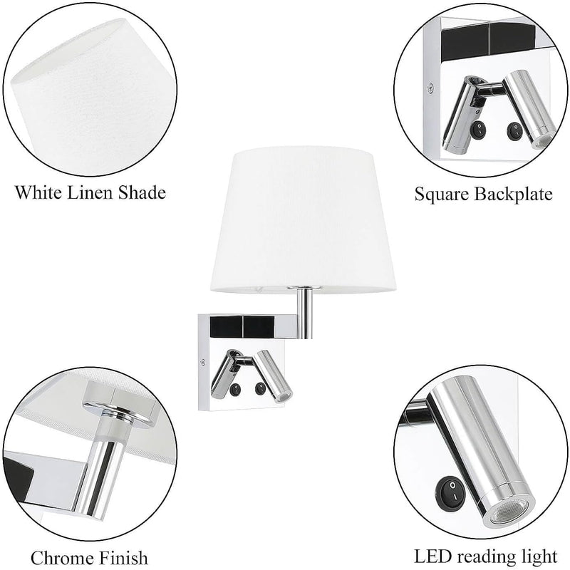 Bedside Wall Light with USB on Off Switch