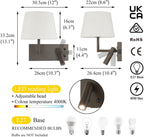 Bedside Wall Light with USB on Off Switch