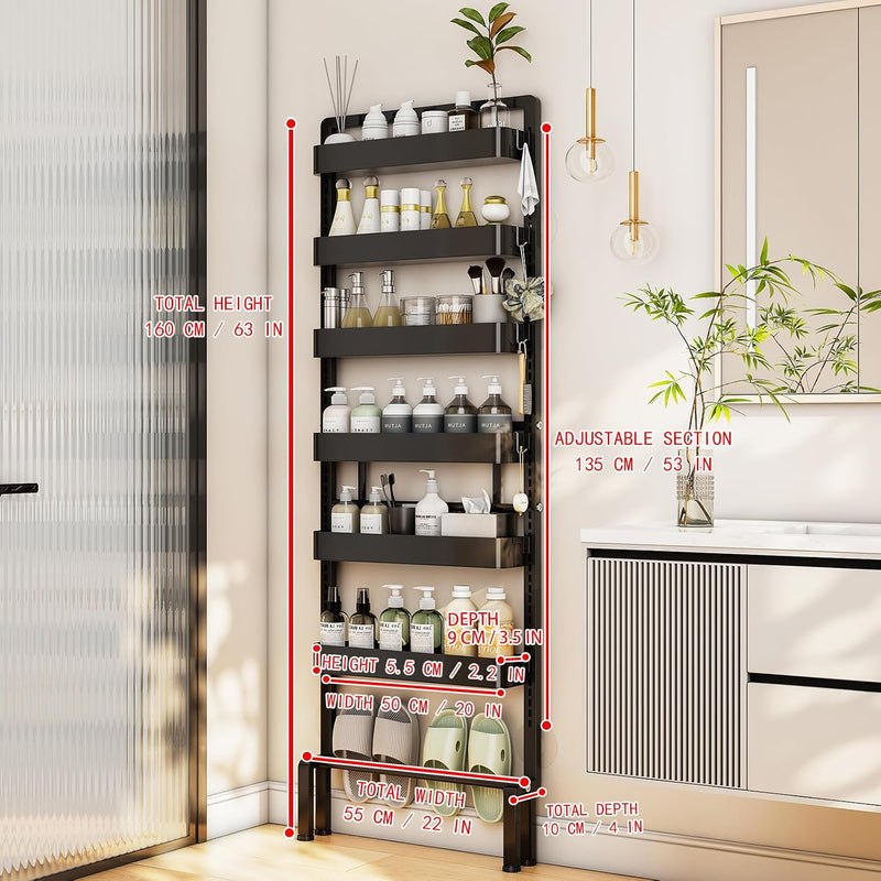 Behind Door Storage Organiser Rack 6 Tier Adjustable