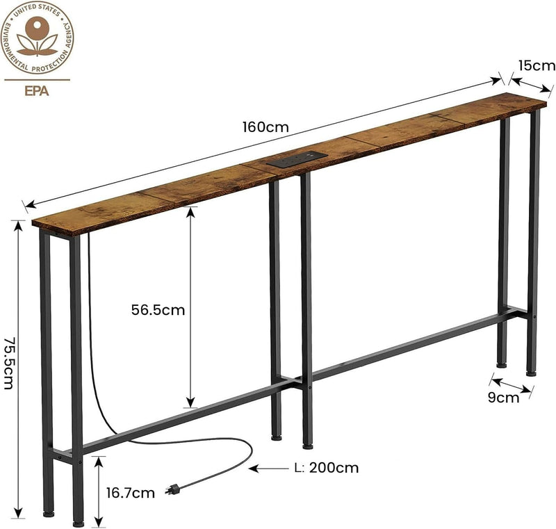 Behind Sofa Console Table with Power