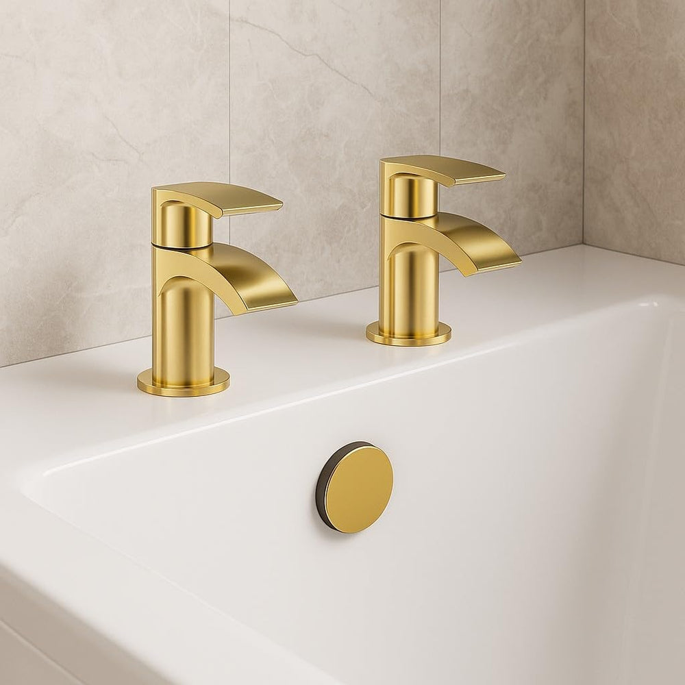 Belantia Brushed Brass Bath Taps Pair of Finish