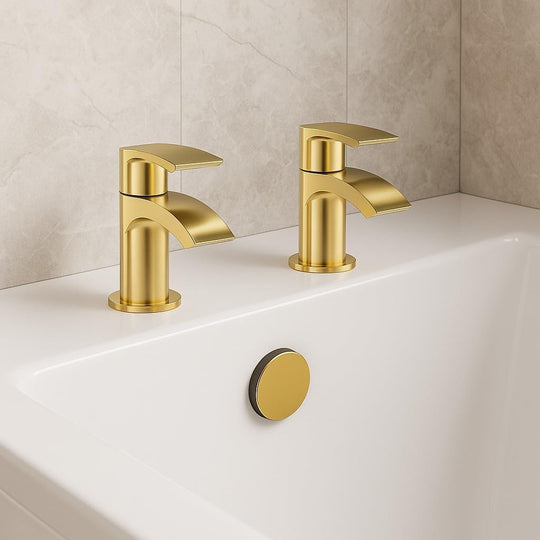 Belantia Brushed Brass Bath Taps Pair of Finish