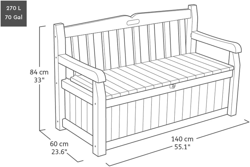 Bench 265L Outdoor 60% Recycled Garden Furniture Storage