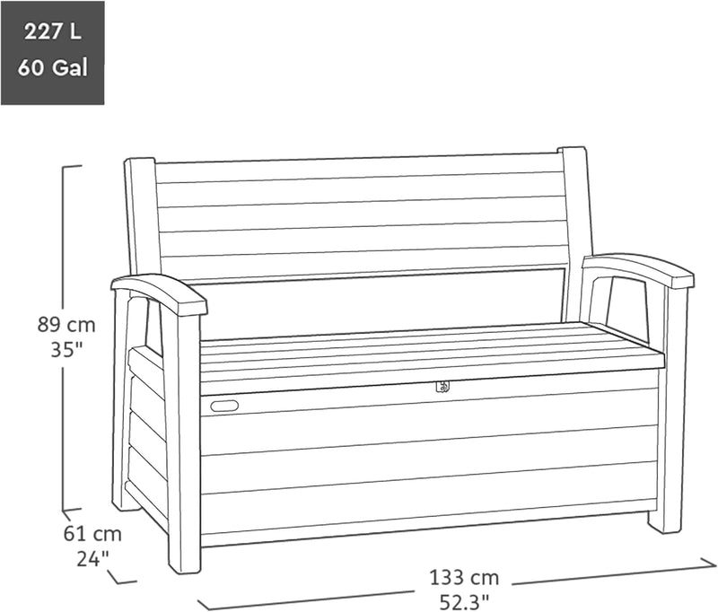 Bench 265L Outdoor 60% Recycled Garden Furniture Storage