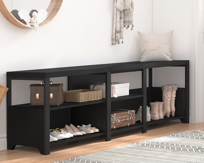 Entryway Bench Shoe Storage Rustic Corner with Shelf