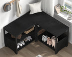 Entryway Bench Shoe Storage Rustic Corner with Shelf
