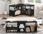 Entryway Bench Shoe Storage Rustic Corner with Shelf