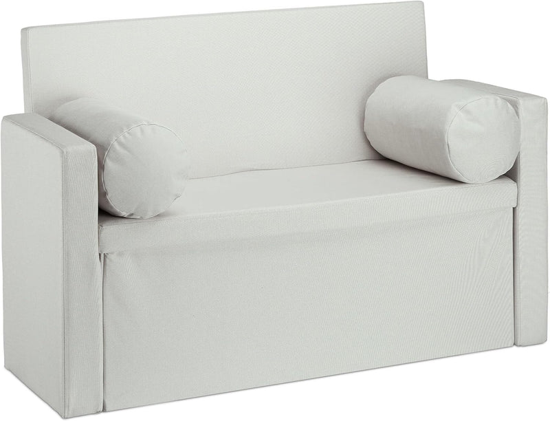 Bench Seat with Backrest Pillows Foldable Storage Ottoman