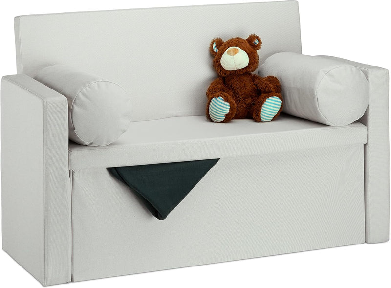 Bench Seat with Backrest Pillows Foldable Storage Ottoman