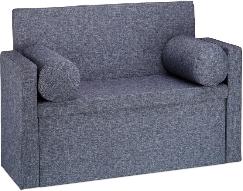 Bench Seat with Backrest Pillows Foldable Storage Ottoman