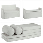 Bench Seat with Backrest Pillows Foldable Storage Ottoman