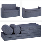 Bench Seat with Backrest Pillows Foldable Storage Ottoman